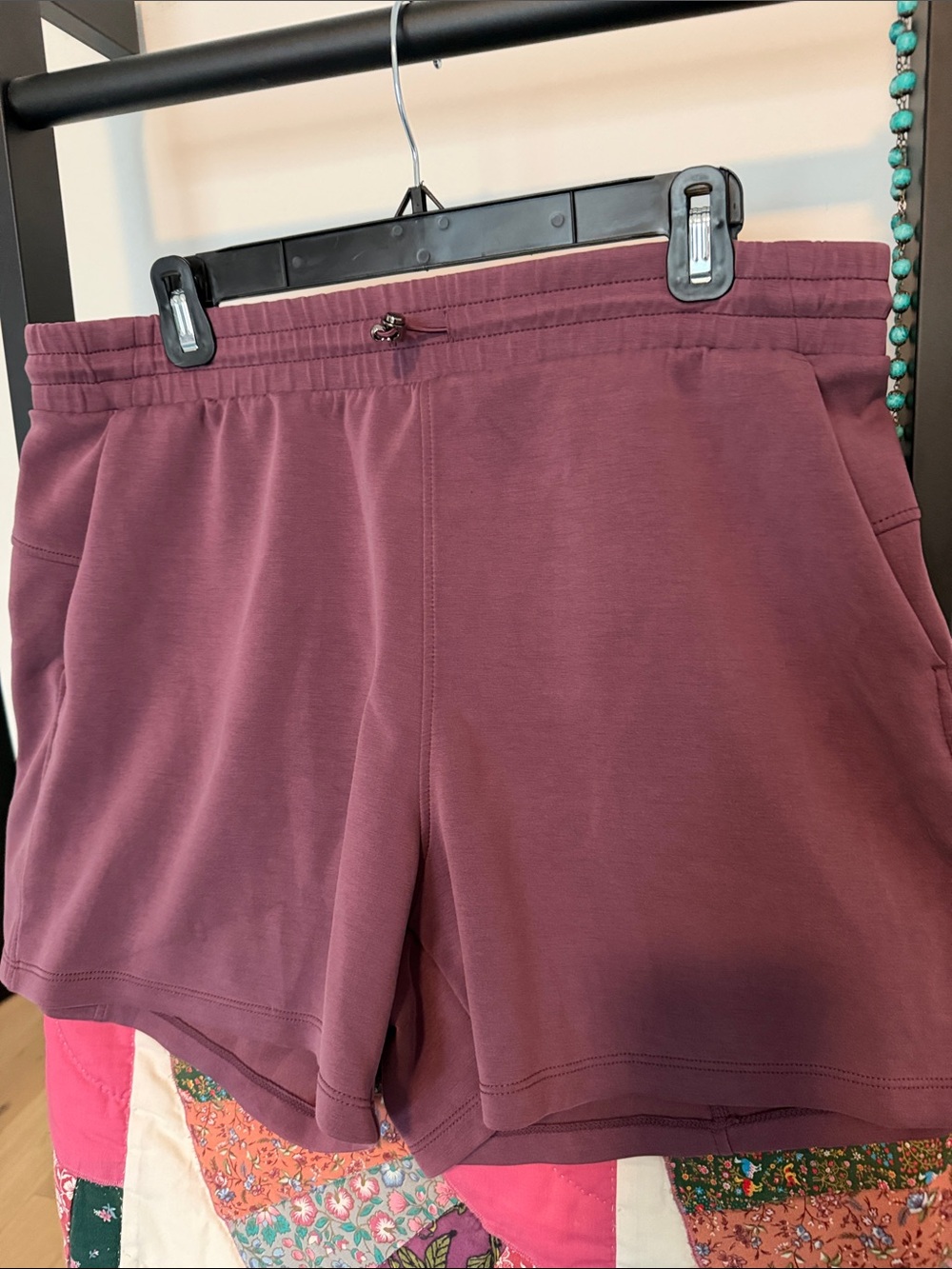 Women's Maroon Active Shorts - scuba sand wash material